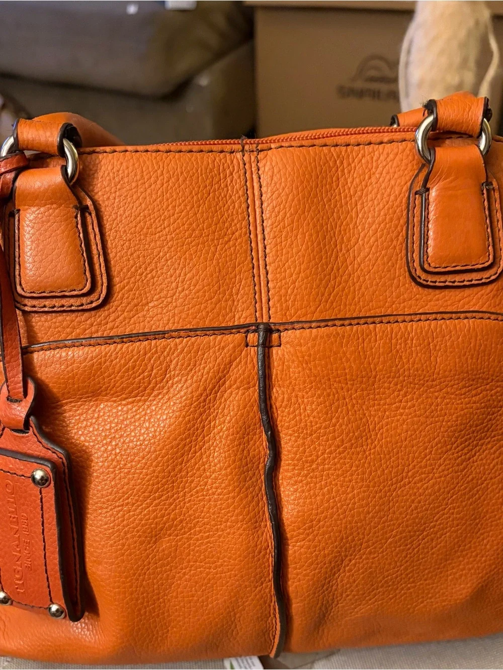 Tignanello Orange Leather Satchel